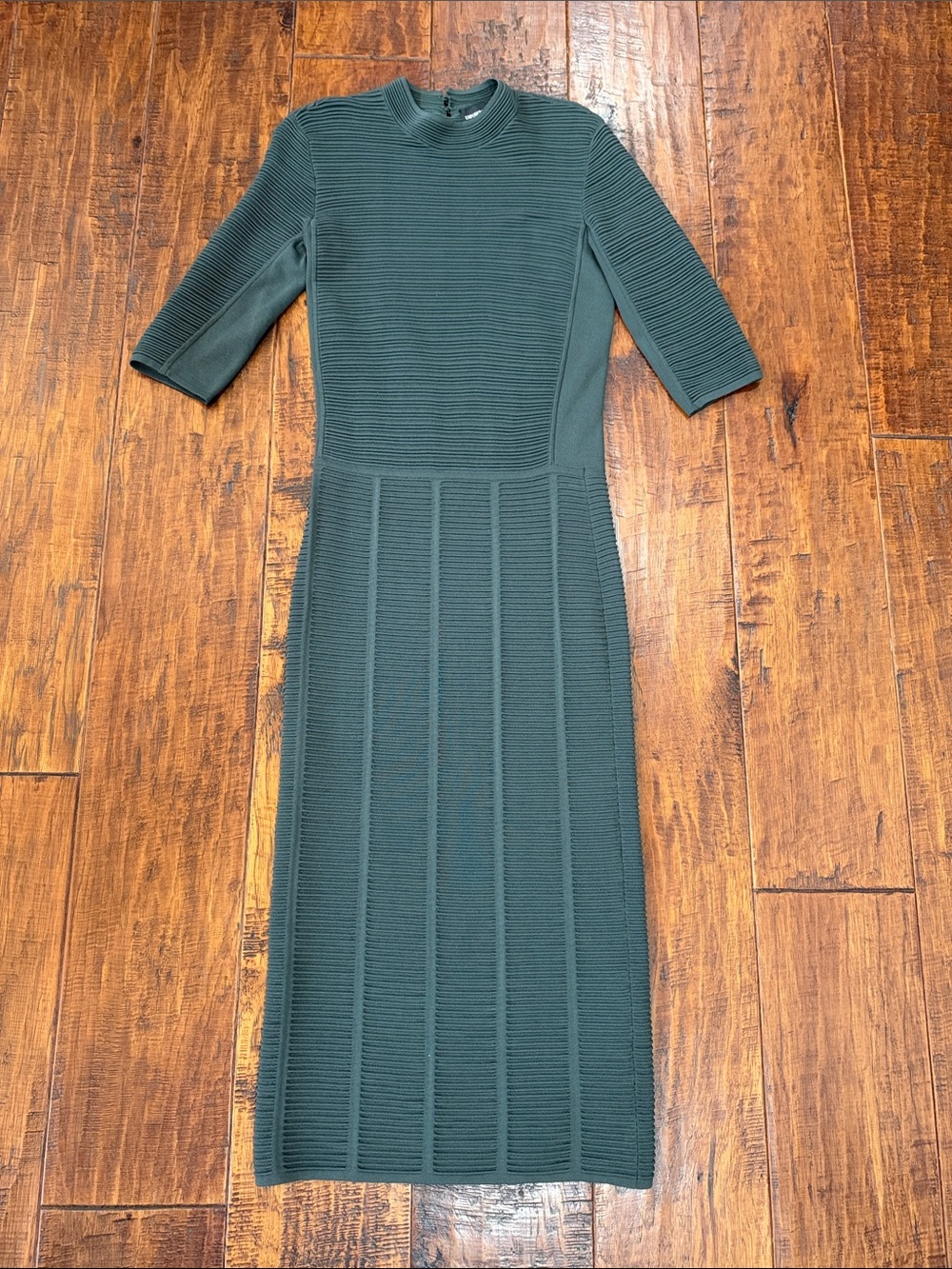 Emporio Armani Fitted Ottoman Ribbed Knit Dress Green Size 42 / US 6